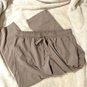 Tan, straight leg-paperbag Waist. So cute!